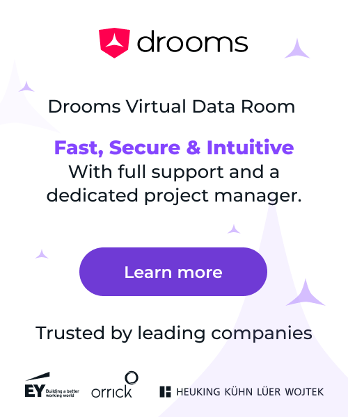 Drooms Virtual data Room - Sicura, Veloce, Intuitiva con assistenza completa e product manager dedicato